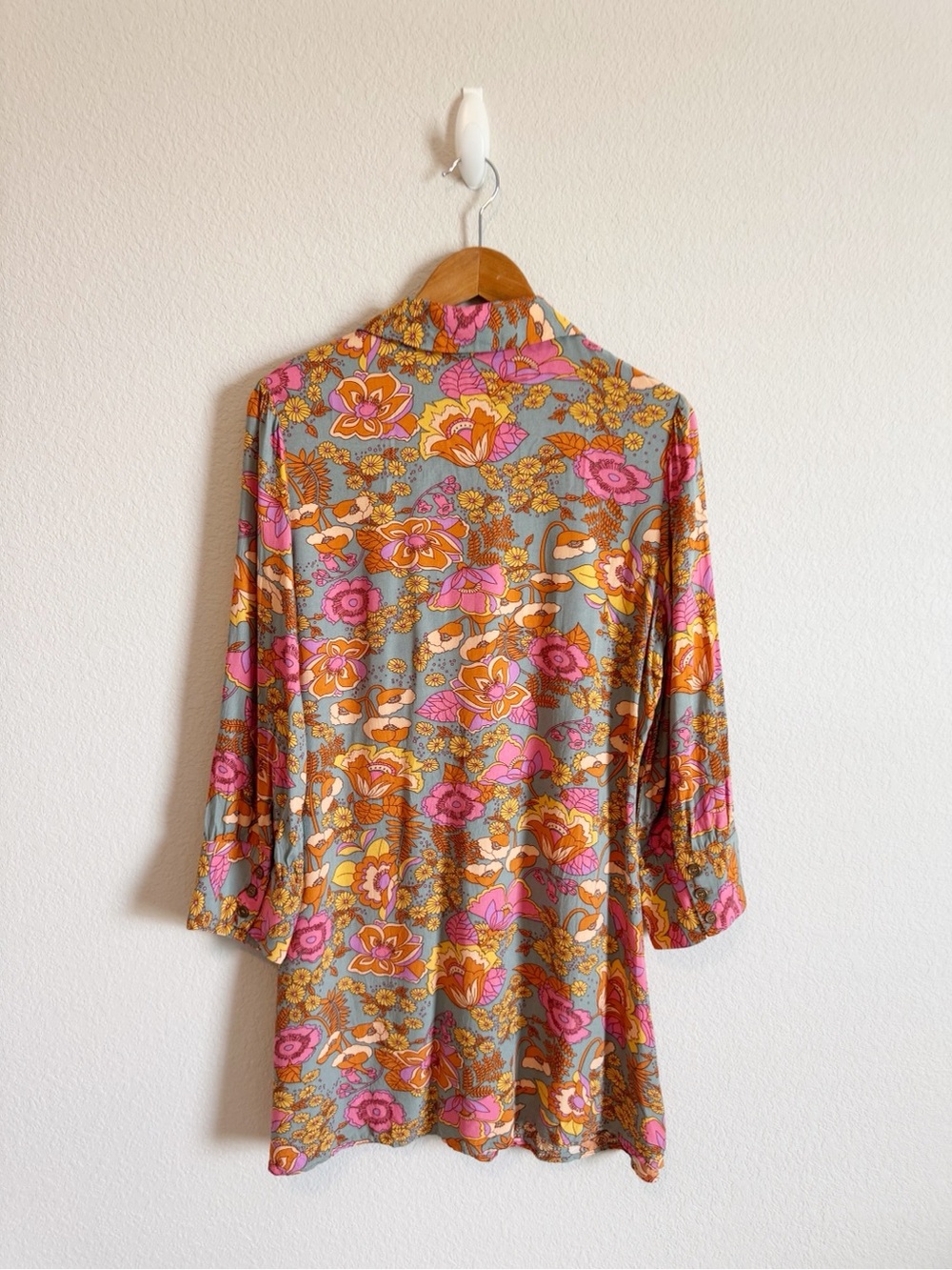 Natural Life Twiggy Retro Floral Print Mini Shirt Dress Size Medium - Picture 5 of 8